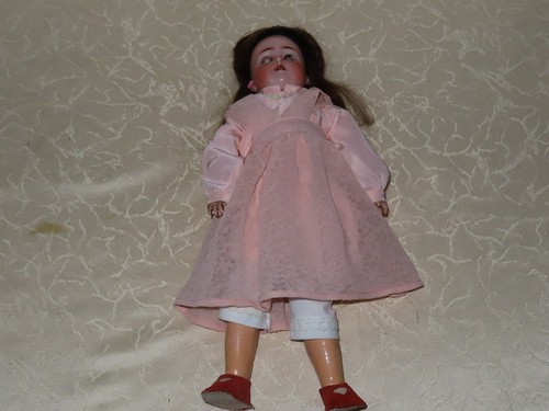 Antike puppe mit rosa - ",