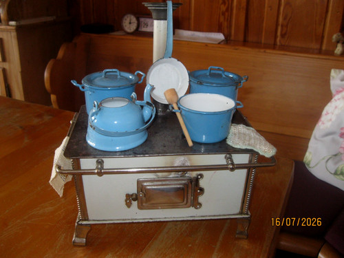 Antiker puppen küchen - -, herd